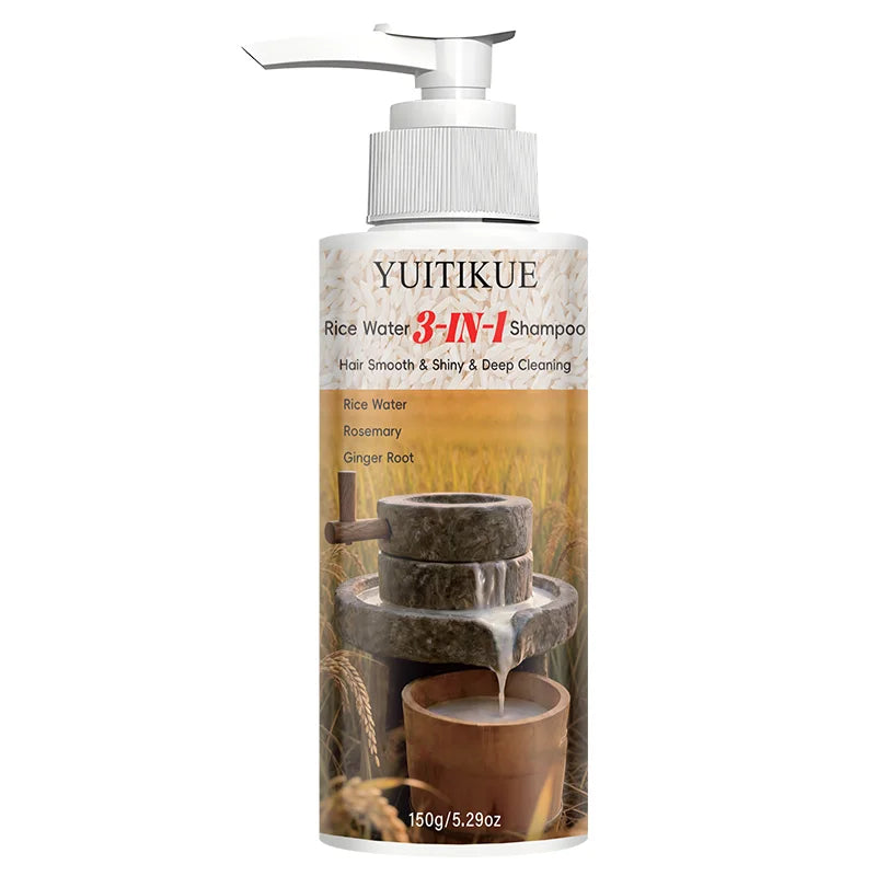 YUITIKUE Rice Water 3-in-1 Shampoo - Rosemary Ginger Root Deep Cleansing Shampoo for Smooth Shiny Hair