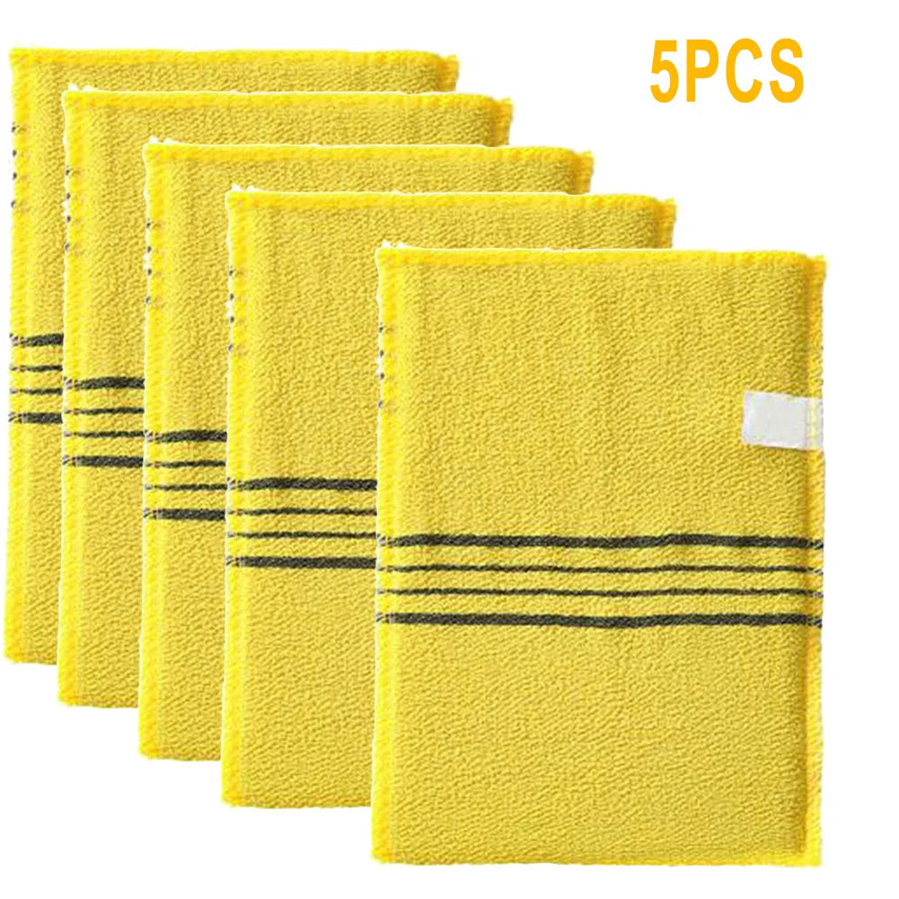 5Pcs Shower Bath Scrub Glove Korean Exfoliating Body Scrubs Shower Towels Wash Cloth Portable For Adults Coarse Grain Brush