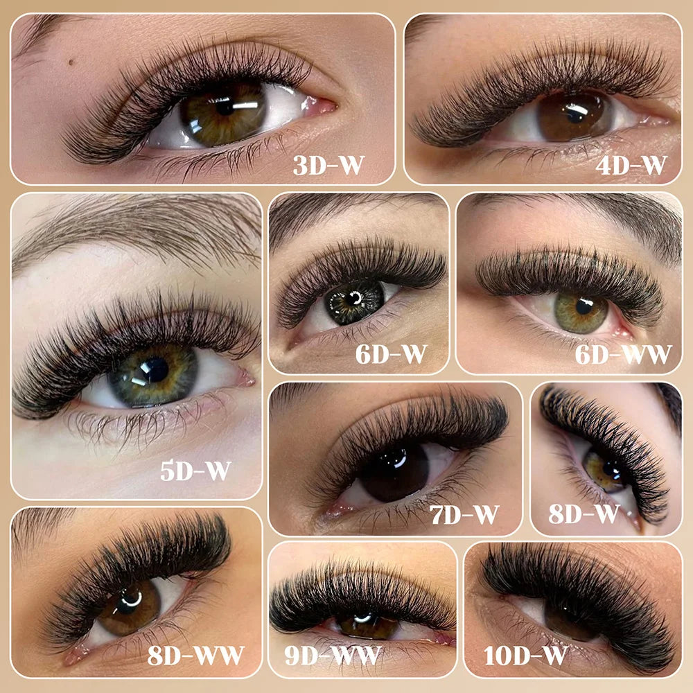 MASSCAKU Wholesale C/D Curl Faux Mink Premade Volume Fans Lash Individual Fluffy 6D 7D 8D 9D 10D W Style Eyelash Easy to Pick