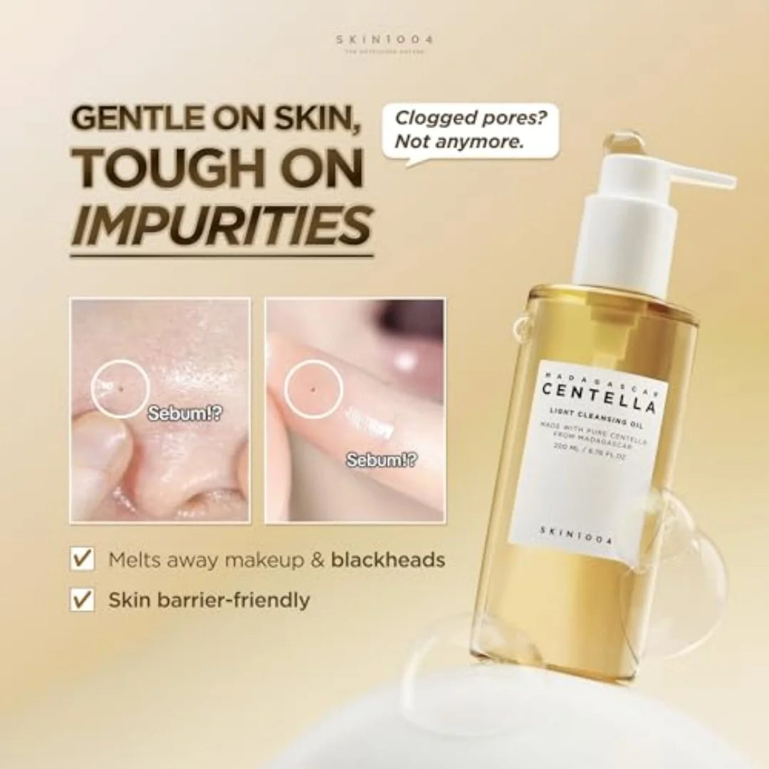 SKIN1004 Madagascar Centella Light Cleansing Oil Korean Facial Cleanser Gentle NO Irritating Double Cleansing Oil Makeup Remover