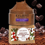 KYLIEFIT Coffee & Brazilian Nut Shea Sugar Scrub, Lightening, Whitening, Exfolilate, Nourishing, Cleaning Skin, for Face, Body