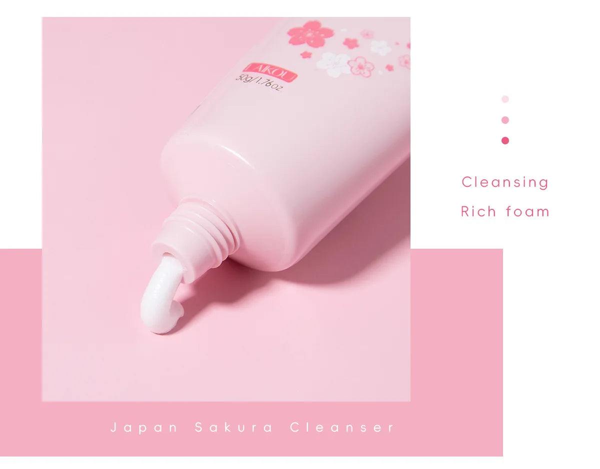 LAIKOU Sakura Cleanser Gentle Deep Cleaning Oil Control Moisturizing Shrink Pores Face Skin Care 50g Skin Cleanser All Skin Type