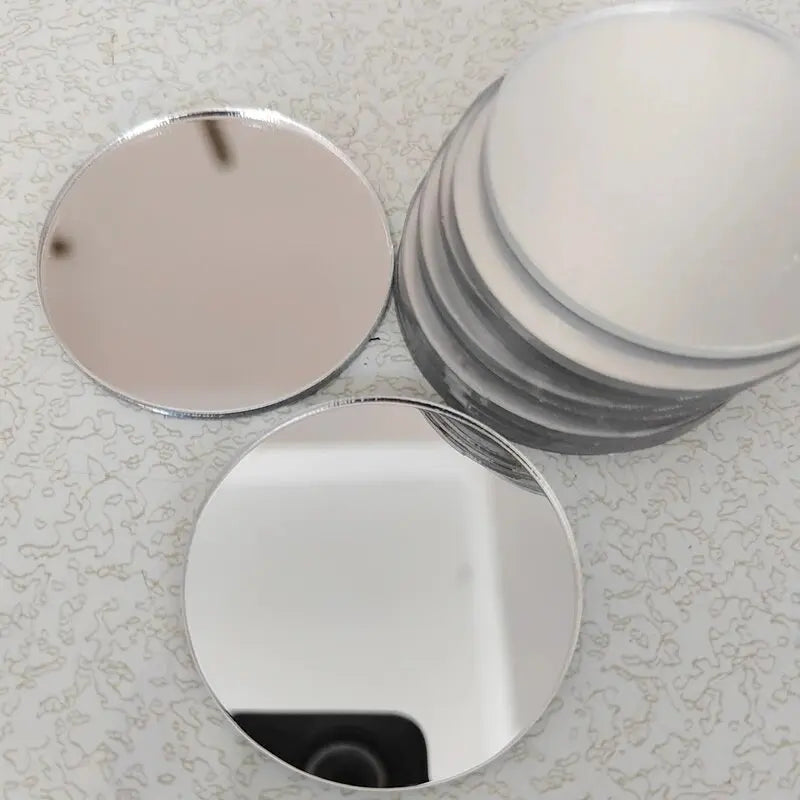 10pcs Diameters of 5/8/12cm, Silver Thickened Acrylic Mirror Wall Stickers Round Decorative Mirror DIY Makeup Mirror