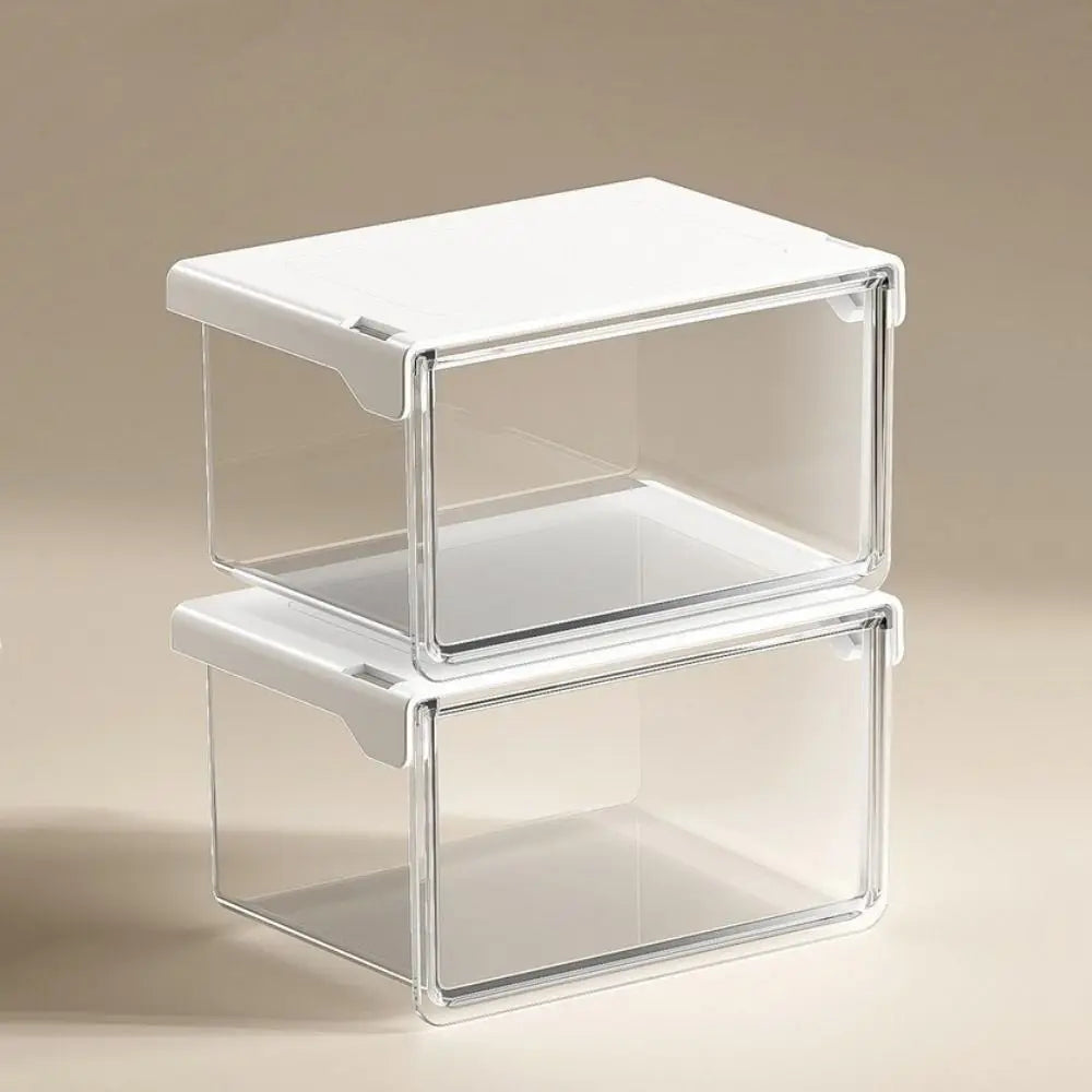 Plastic Drawer Style Storage Box Self Adhesive Large Capacity Makeup Storage Container Transparent Space Saving