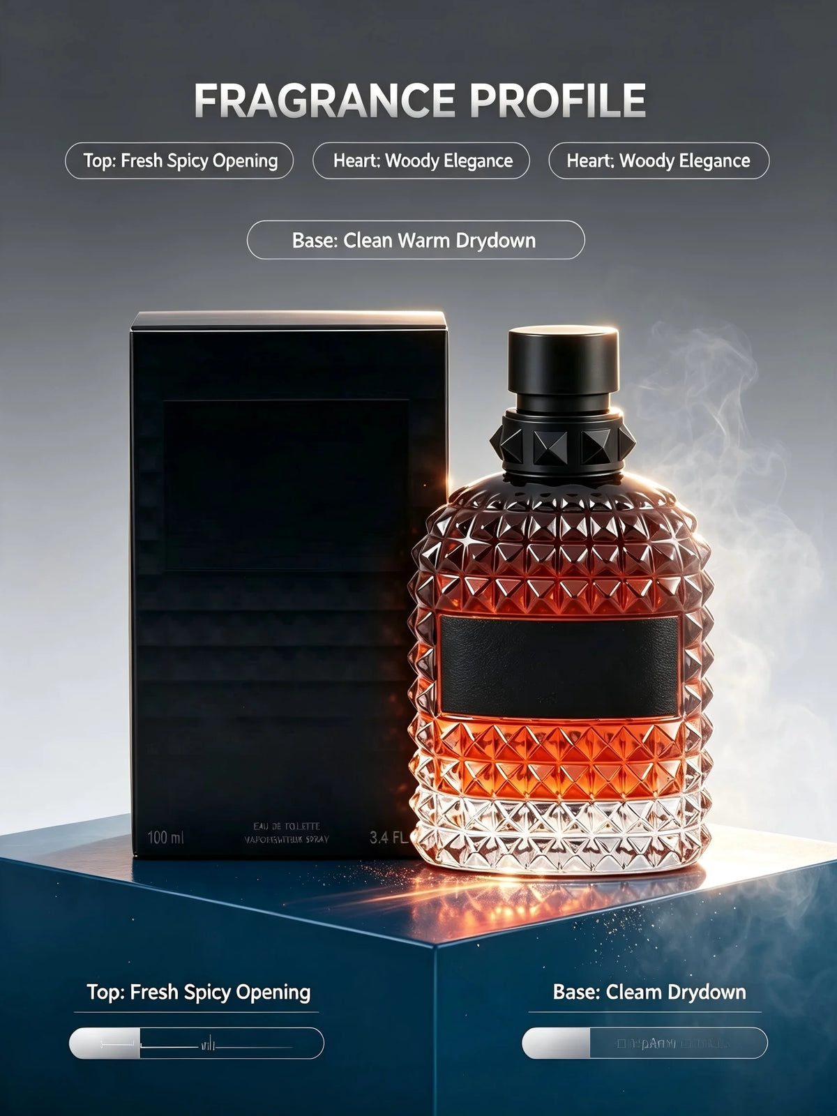 Men Eau de Toilette Perfume 100ml 3.4 fl.oz Luxury Fresh Spicy Woody Fragrance Long Lasting Masculine Cologne Elegant Signature Scent Daily Wear Date Night Fall Fashion Back to School Halloween Thanksgiving Christmas Gift For