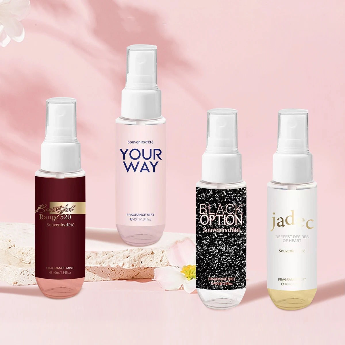 4pcs Pink Women's Body Perfume, Fresh Floral Fragrance Spray, Lasting Fragrance, Alcohol Free, Ideal Gift for Women