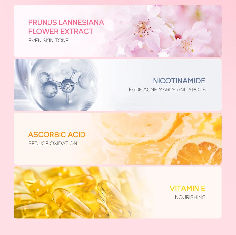 LAIKOU Japan Sakura Body Wash Gentle Cleanser Smoothing Shower Gel Skin Brightening Treatment Amino Acid Formula