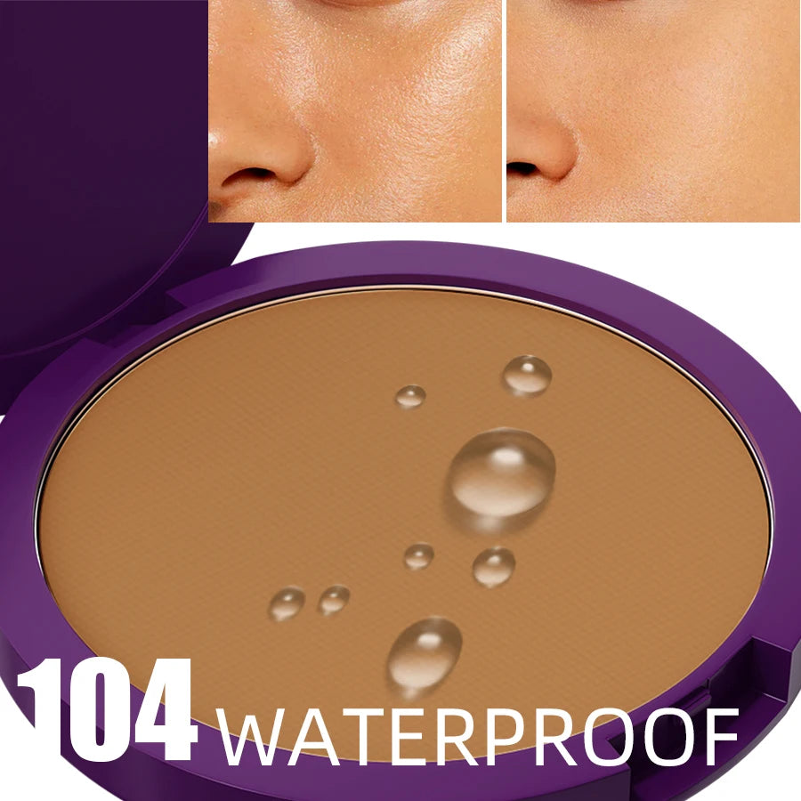 5 Colors Matte Full Coverage Pressed Powder Foundation 24H Fresh Wear Matte Weightless Finishing Powder Cosmetic Face Makeup