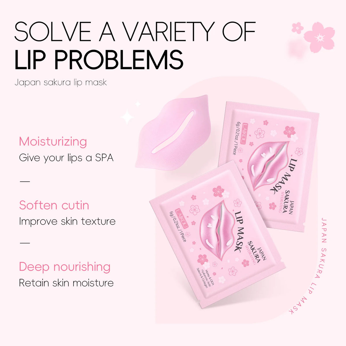 LAIKOU 5/10pcs Lip Mask Lip Care Moisturizing Hydrating Repair Lighten Lip Lines  Gel Patch Lips Pad Patches Care Products