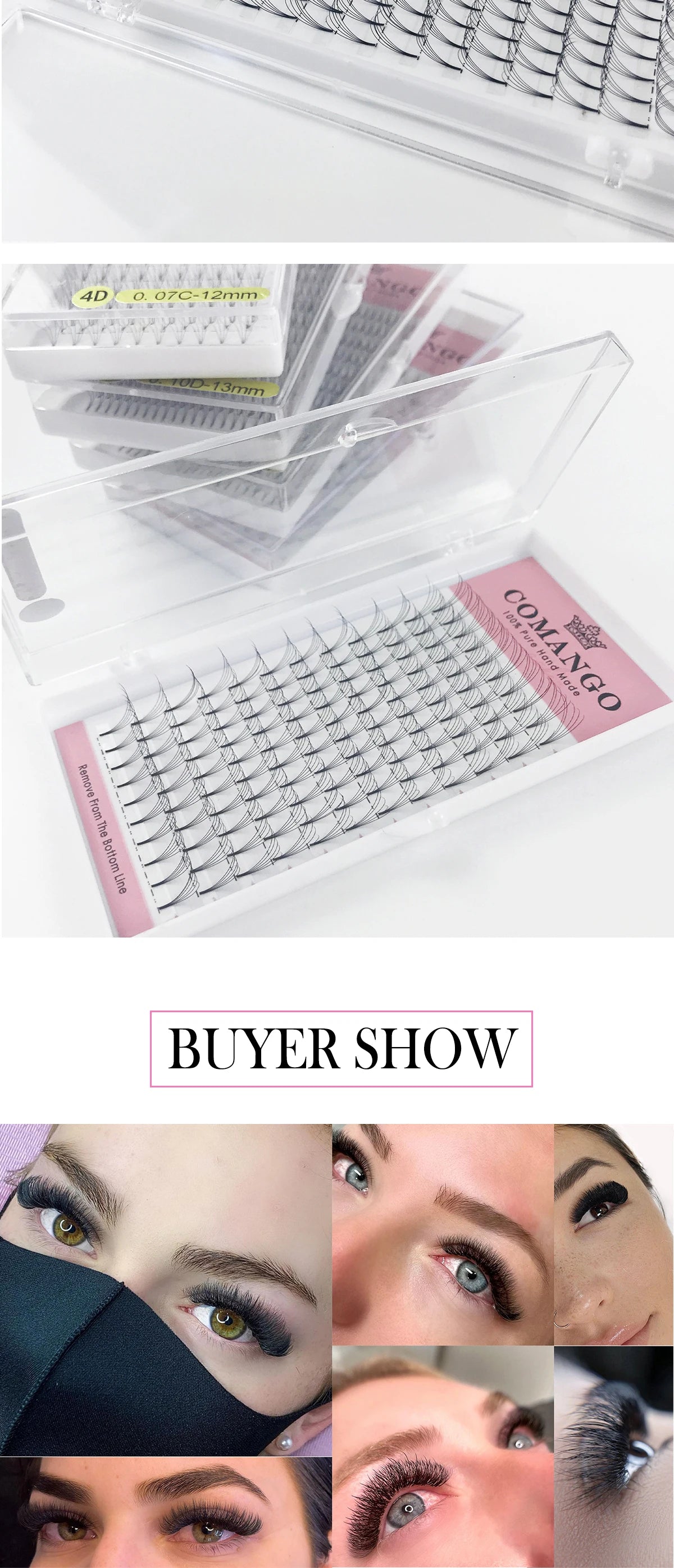 CoMango Premade Volume Fans Short Stem Russian Eyelash Extensions Wide Fans 3D 4D 5D 6D 8D 10D Faux Mink Lashes Wholesale