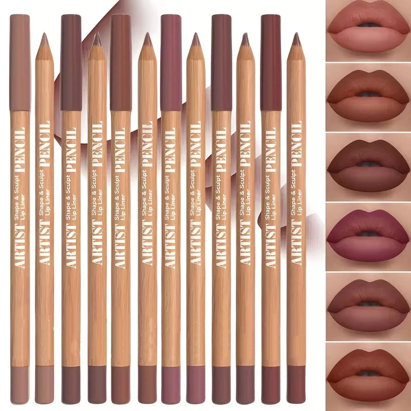 6pcs Velvet Matte Lip Liner Set - Long-Lasting Versatile Shades Longlasting Lip Makeup Berry, Brown, Pink Lip Pencil