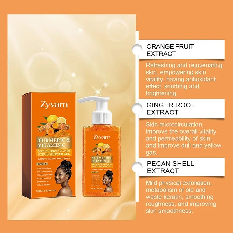 Vitamin C Brightening Body Wash Exfoliating Shower Gel Aloe Vera Moisturizing Skin Polish Gentle Deep Cleansing Daily Skincare