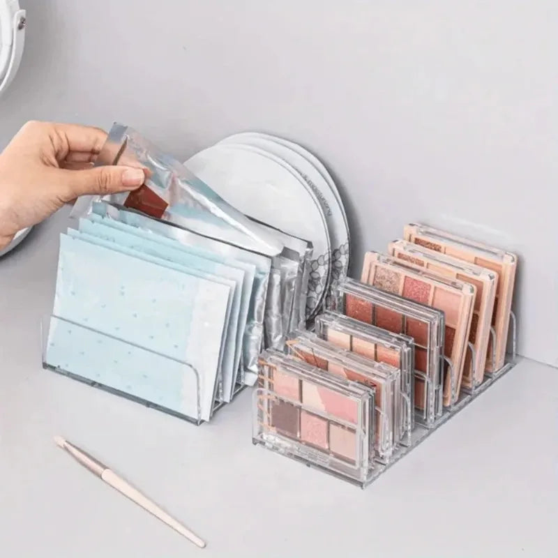 7-Slot Transparent Plastic Cosmetic Organizer Multi-Functional Makeup Holder for Home Office Bathroom Dressing Table Sorting