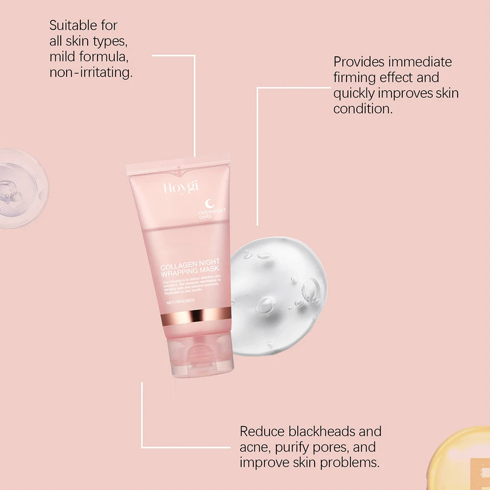 75ml Collagen Peel-off Mask Night Wrapping Mask Facial Mud 50g Collagen Jelly Cream Firming Skin Moisturizing Face Masks Cream