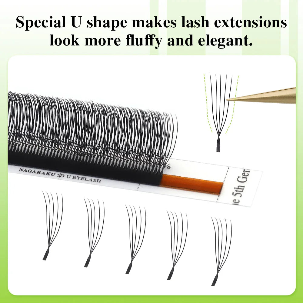 NAGARAKU U-Shaped 3D 4D 5D Lashes Extensions Natural Soft U Lashes Premium Mink Brazilian Cilios Mink False Eyelashes
