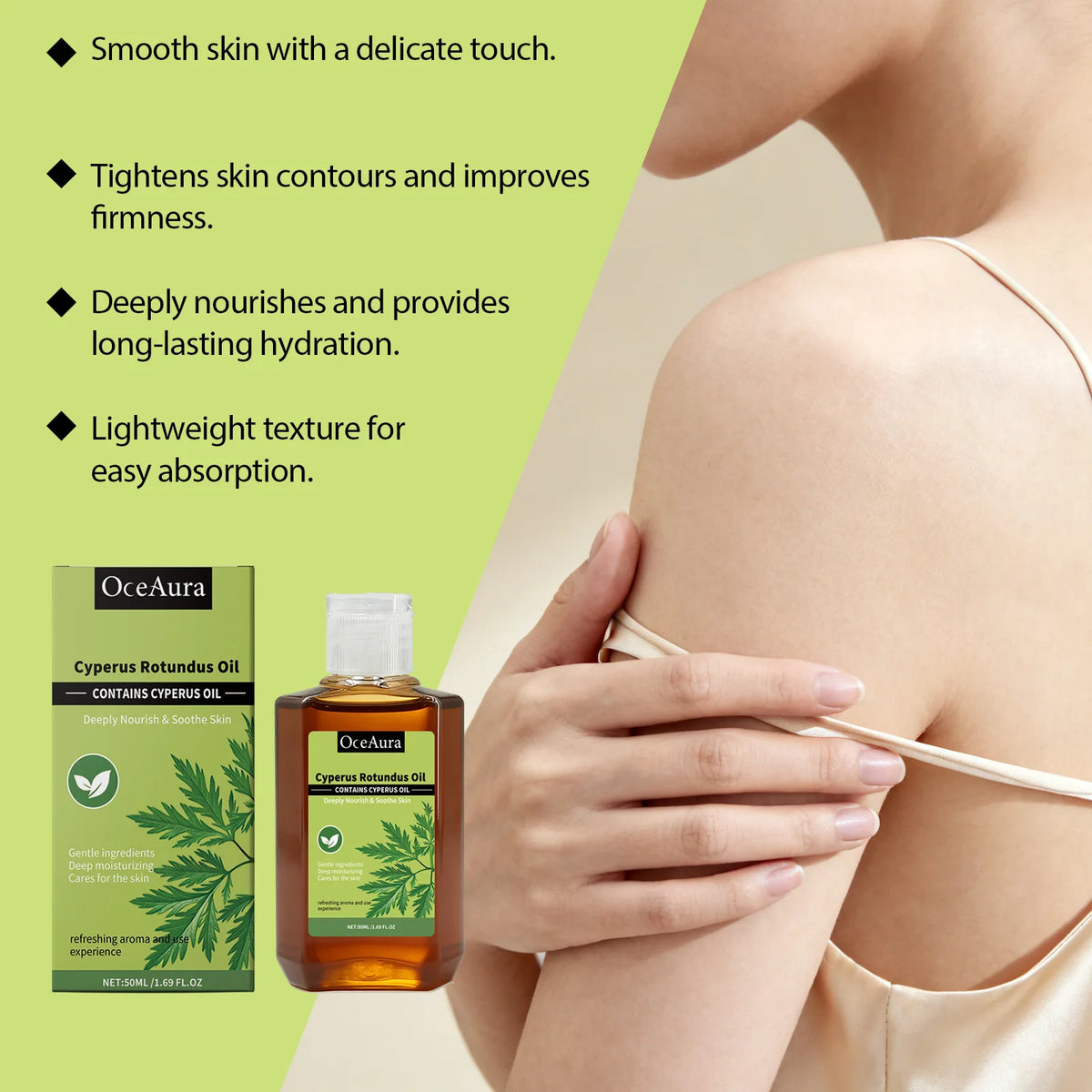OceAura Cyperus Rotundus Oil Deep Hydration Repair Skin Soothing Improve Redness Non Greasy Massage Oil for the Body Care 50ml