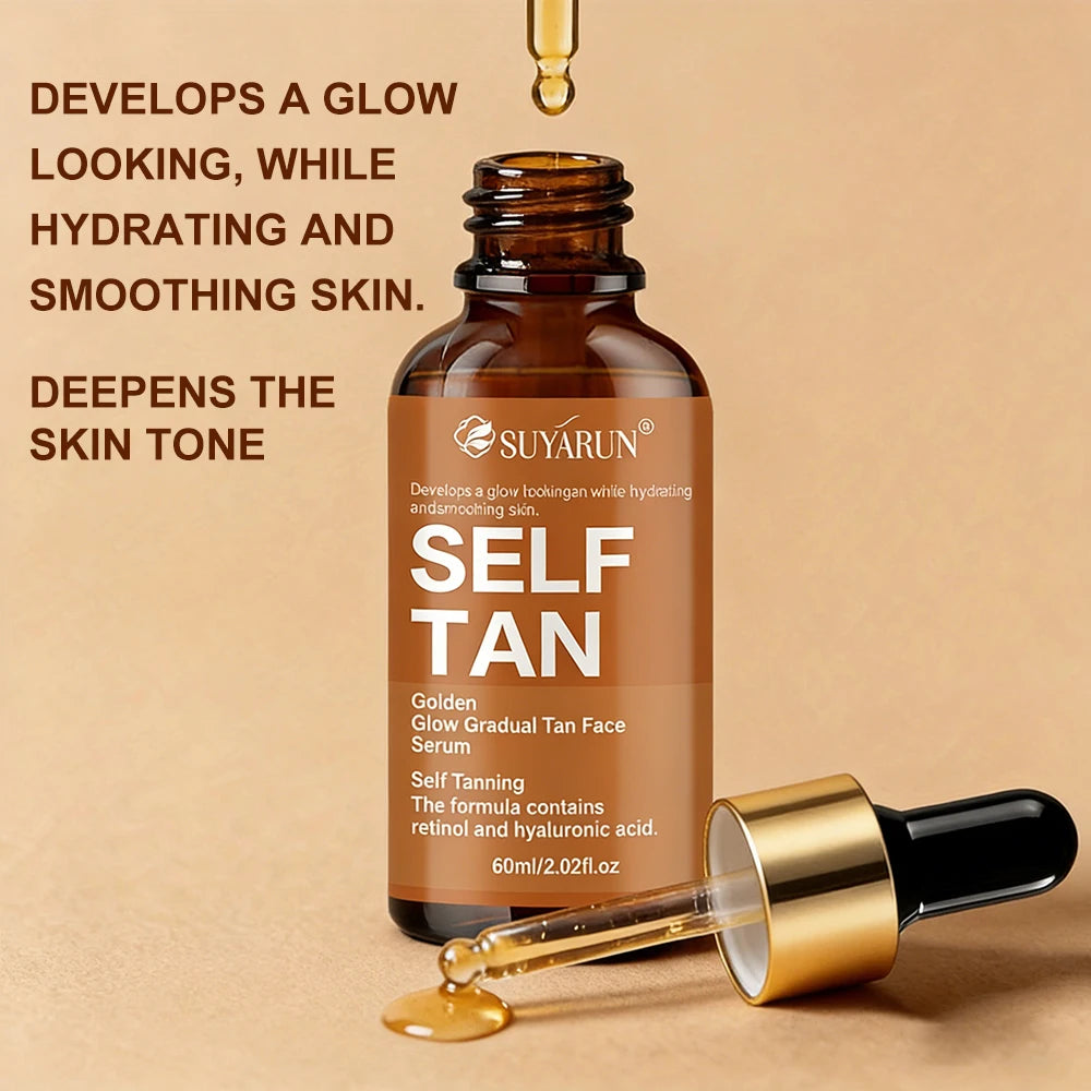 SUYARUN Self-Tanning Serum with Coconut, Jojoba Oil & Aloe – Evens Skin Tone, Gentle Hydration for All Skin Types & Genders.