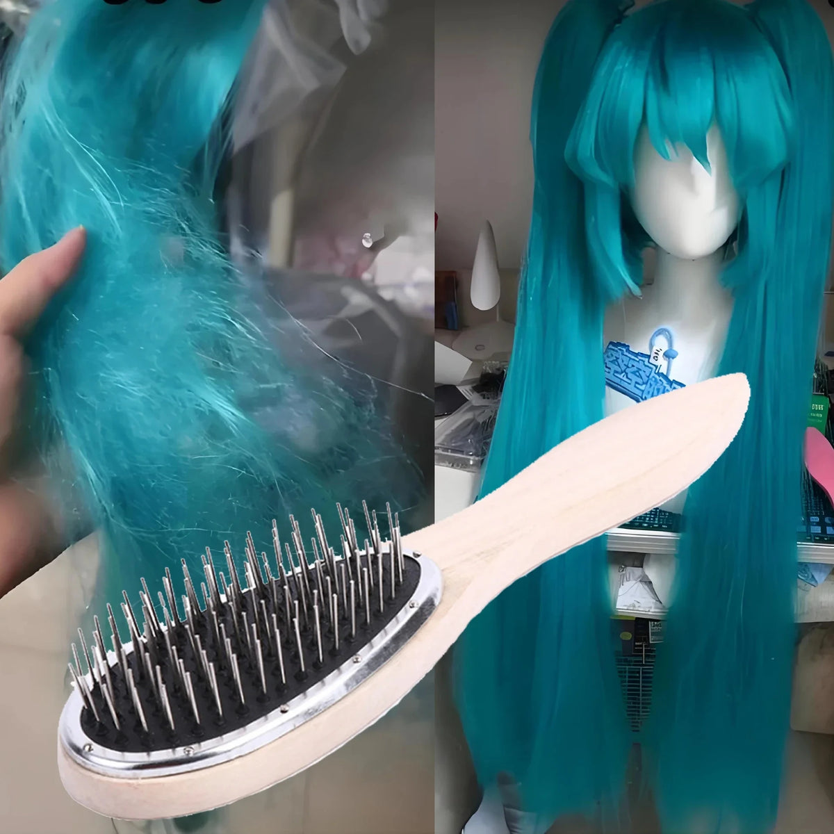 Wig Brush Professional Detangling Steel Comb Anti Static for Hair Extensions Styling Trainin