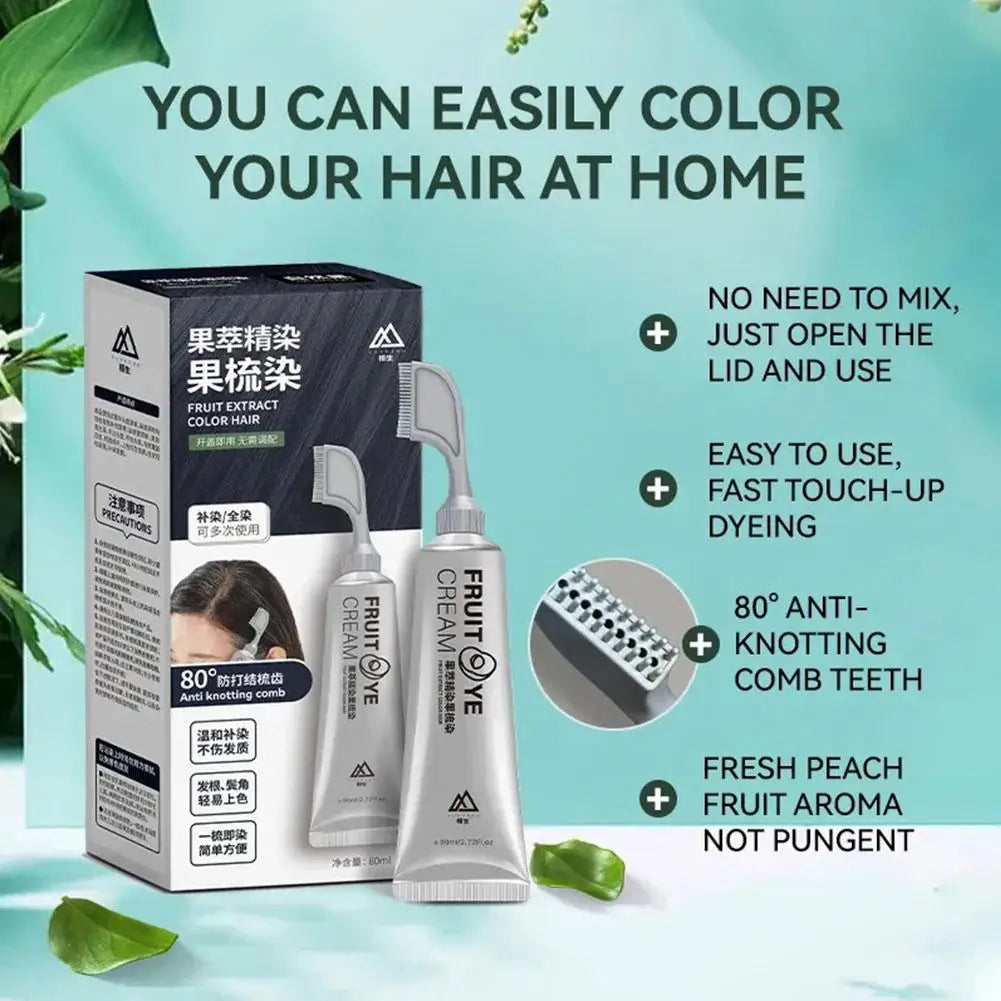 Fruit Hair Dye Cream Plant Extract Hair Dye Essence with Comb Hair Dye Shampoo Botanical Bubble Hair Dye Hair Color Non-Damaging