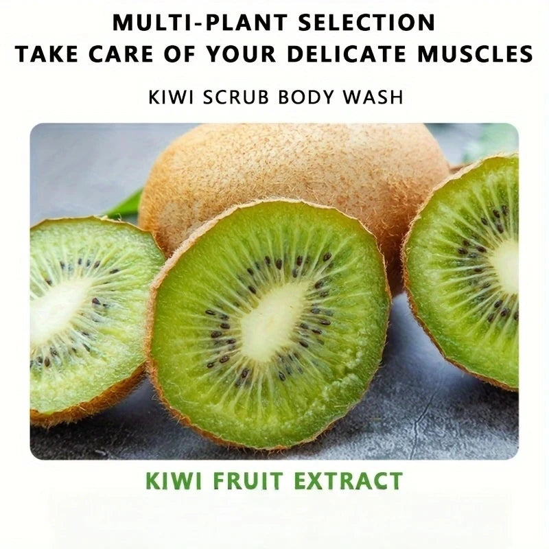 Kiwi Scrub Shower Gel 300ml, Contains Natural Fruit Extracts, Fine Scrub Particles Deeply Cleanse the Skin, Gently Massage to Exfoliate