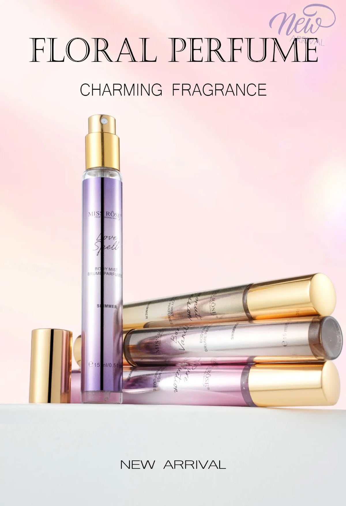 15ml Portable Shimmer Floral Perfume For Women Long‑lasting Light Fragrance Mini Scent Body Mist Daily Cosmetics