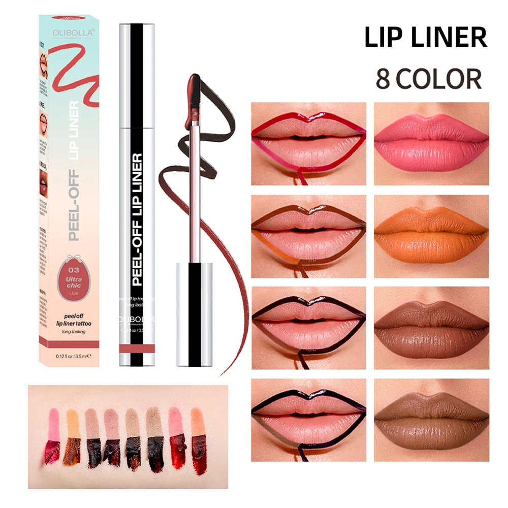 Peel Off Lip Liner Tattoo Lipgloss Waterproof Long Lasting Matte Lip Tint Lips Stain Cosmetics Enhances Lip Color Women Girl Nourishing Lipstick Care Products