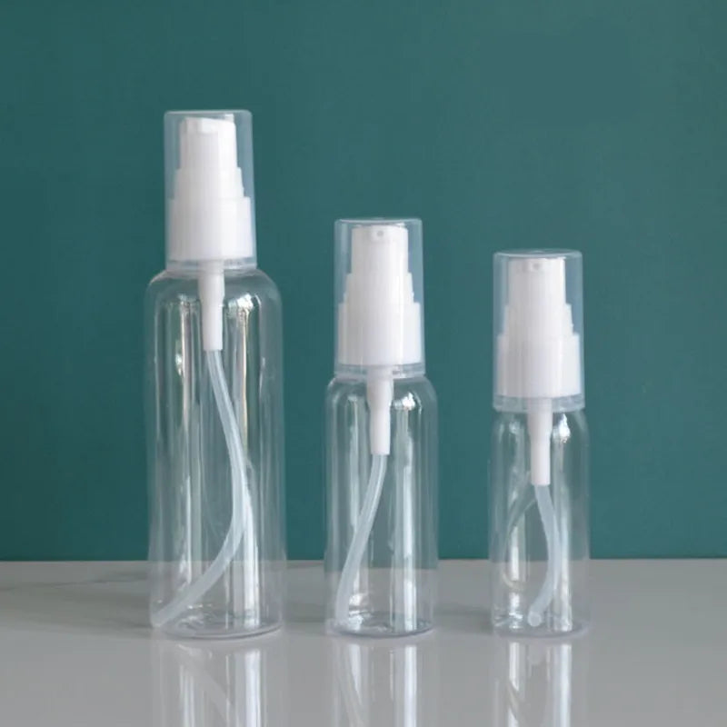 10/15/20/30/50/60/100ml 1/2oz Small Plastic Travel Clear Refillable Bottles with Fine Mist Sprayer Pump Mini Perfume Atomizer