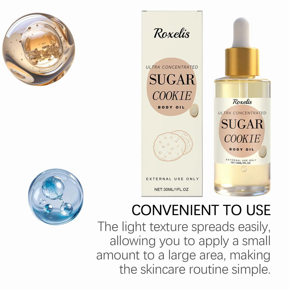Body Oil Moisturizing and Repairing Sweet Cookie Scent Dry Skin Remedy Luxury Long Moisturization Glamour Celebration Luxury