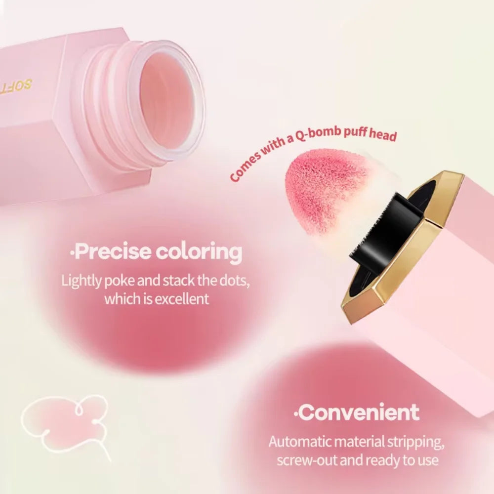 TVLV Velvet Liquid Blush Matte Sponge Head Blusher Natural Lasting Brighten Facial Contour Blush Tint Makeup