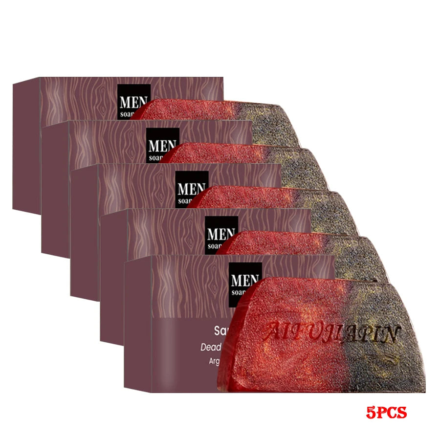 1/3/5/7Pcs Handmade Whitening Sandalwood Men'S Soap, Deeply Cleanses The Body, Moisturizes The Face, And Is Gentle And Shiny