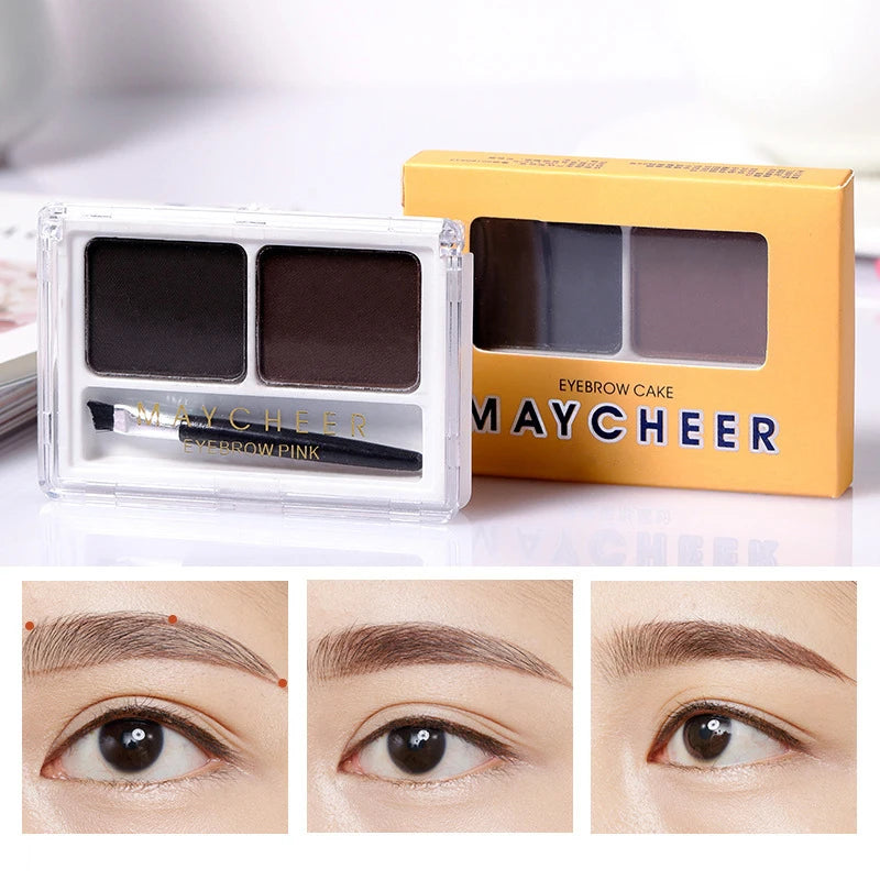 2Color Eyeshadow Powder Makeup Black Brown Coffee Waterproof Eyebrow Powder Eye Shadow Eye Brow Palette with Brush Eyebrow Cream