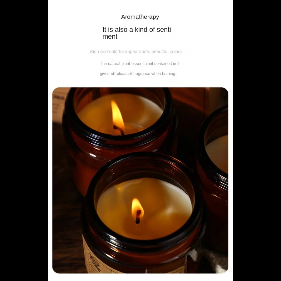 1pc Brown Glass Cup Aromatherapy Candle Smokeless Scented Candle Suitable for Home Decoration Birthday Valentine's Day Gift