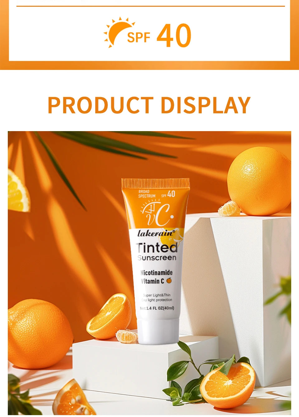 SPF40 Tinted Moisturizing VC Sunscreen Skin Protection Refreshing Makeup Sunscreen Cream UV Anti-aging Resistance Sunscreen