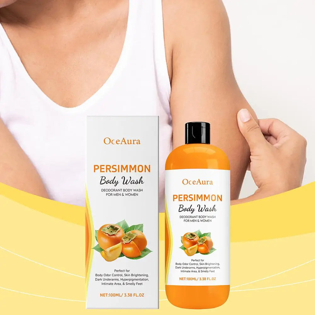 100ML Persimmon Body Wash Moisturizing Skin Cleaning Smooth Soft Body Odor Remover Bath Products Exfoliating Shower Gel Care
