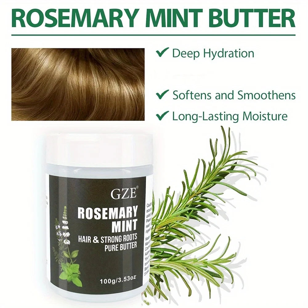 GZE Rosemary Mint Hair & Strong Roots Butter - Natural Hair Growth & Damage Repair Treatment for Stronger, Healthier Hair