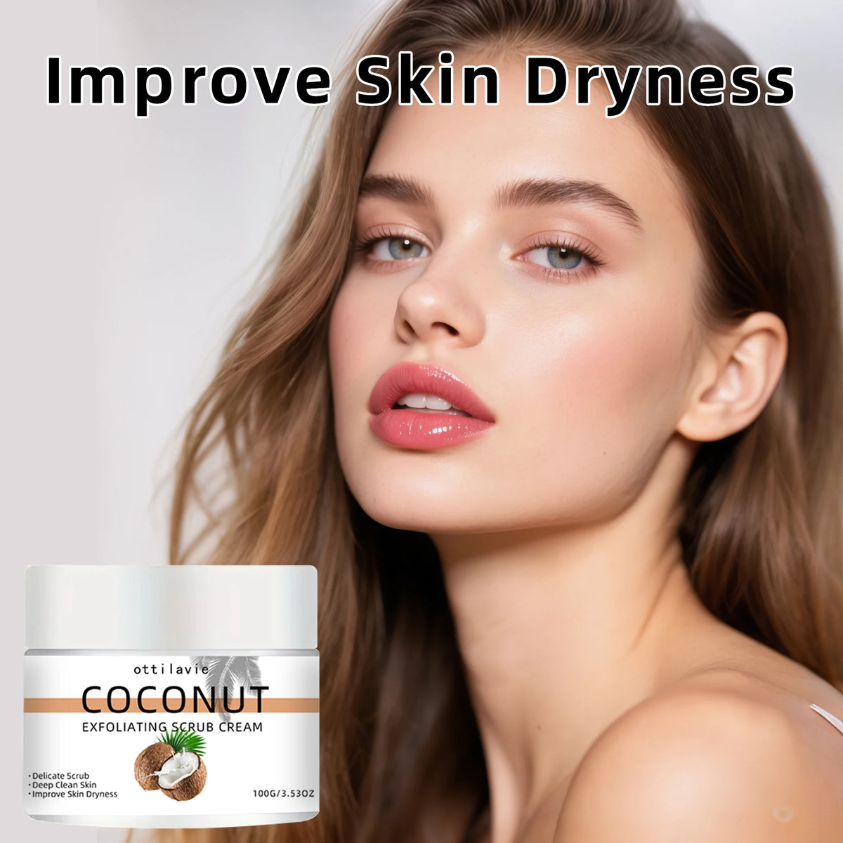 Ottilavie Coconut Exfoliating Scrub Cream Physical Exfoliation for Smooth Skin Suitable for All Skin Types (Face, Neck & Body)