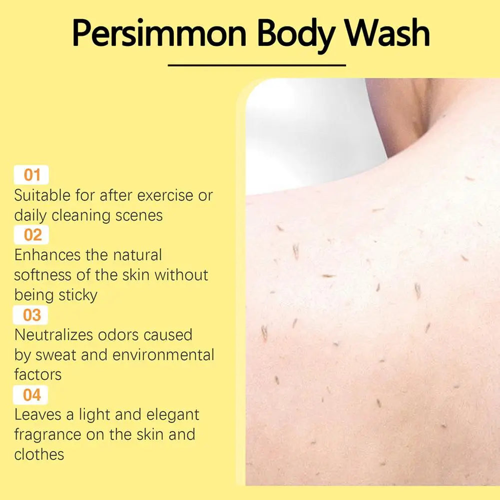 100ML Persimmon Body Wash Moisturizing Skin Cleaning Smooth Soft Body Odor Remover Bath Products Exfoliating Shower Gel Care