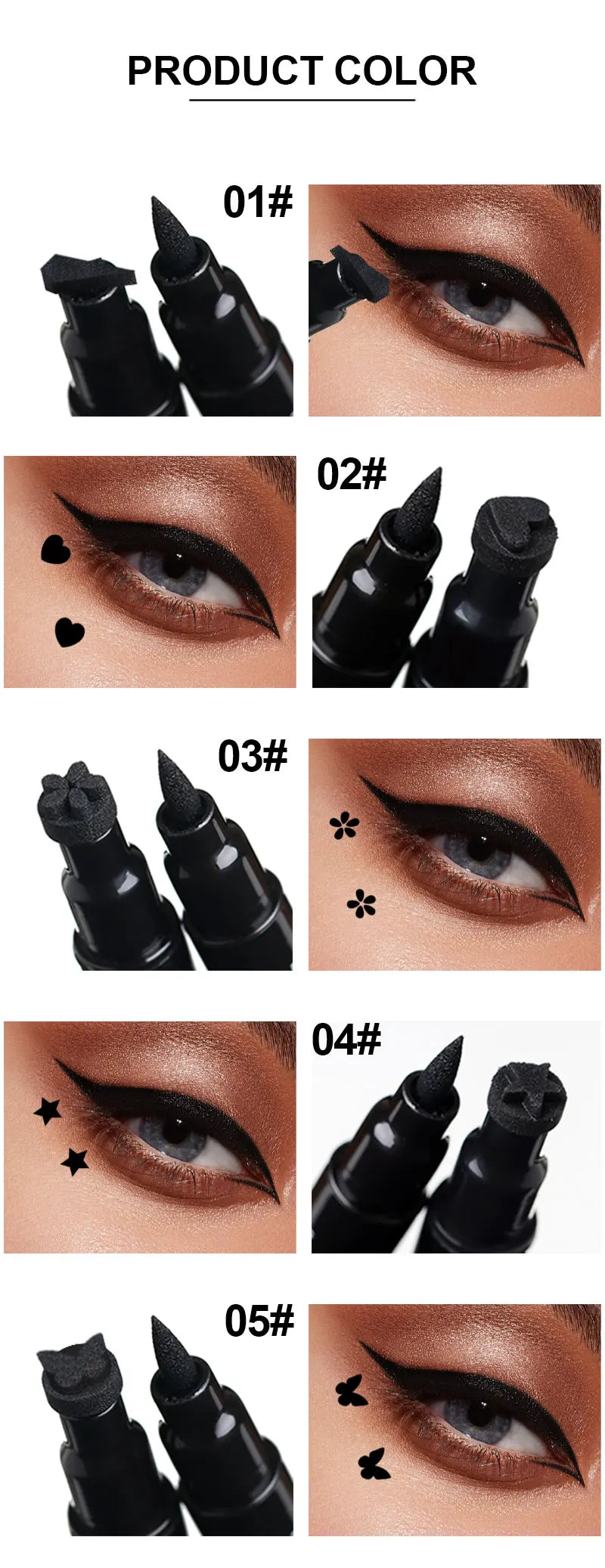 Double-Ended Stamp Eyeliner Waterproof Non-Smudge Eyeliner Liquid Pen Quick-Drying Waterproof Sweat-Proof Not Easy to Smudge Eyeliner Stamp Eyeliner Liquid