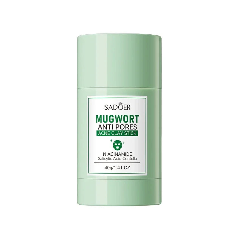 Mugwort Clay Stick Anti-Acne Clay Mask for Clean Pores and Blackheads Improve Acne Prone Skin 40g