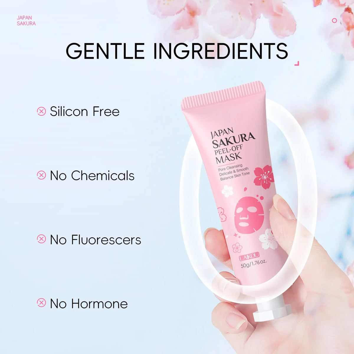 1/2count Japan Sakura Tear-Off Mask 50g Deep Cleansing Cosmetic Residues, Balance Skin Tone, Hydrate & Delicate Skin