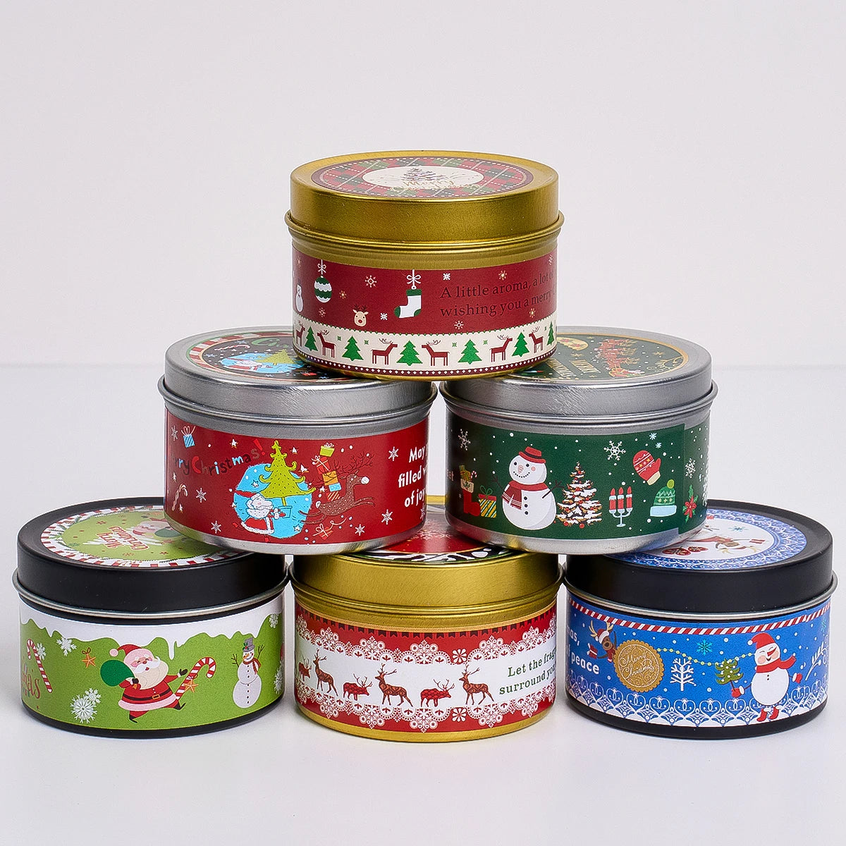 Christmas Scented Candle Set Gift Fragrance Candle Jar Smokeless Romantic Incense Aromatherapy Candle Stonedried Flower Soy Wax
