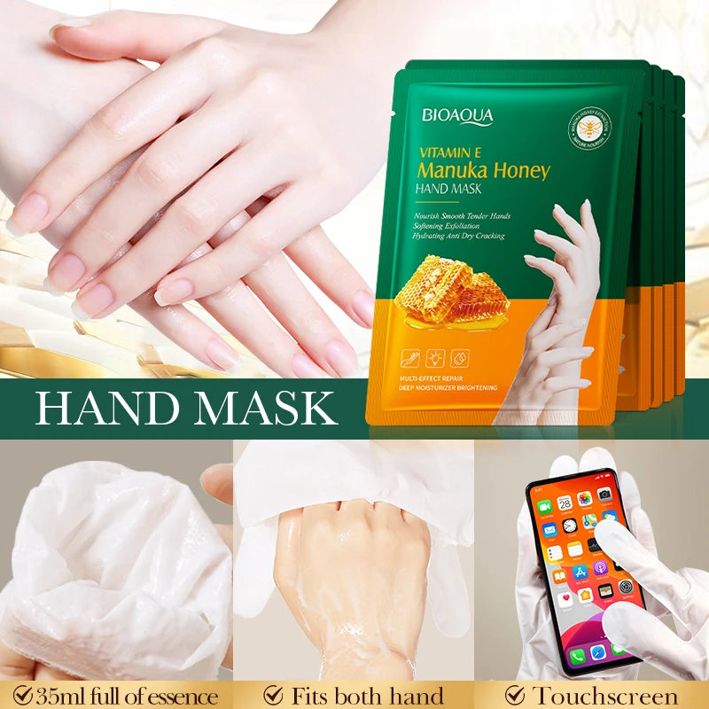 Vitamin E Hand Mask Manuka Honey Nourishing Hydrating Hand Care Film Long-Lasting Moisturizing Soft Smooth Hand Skincare