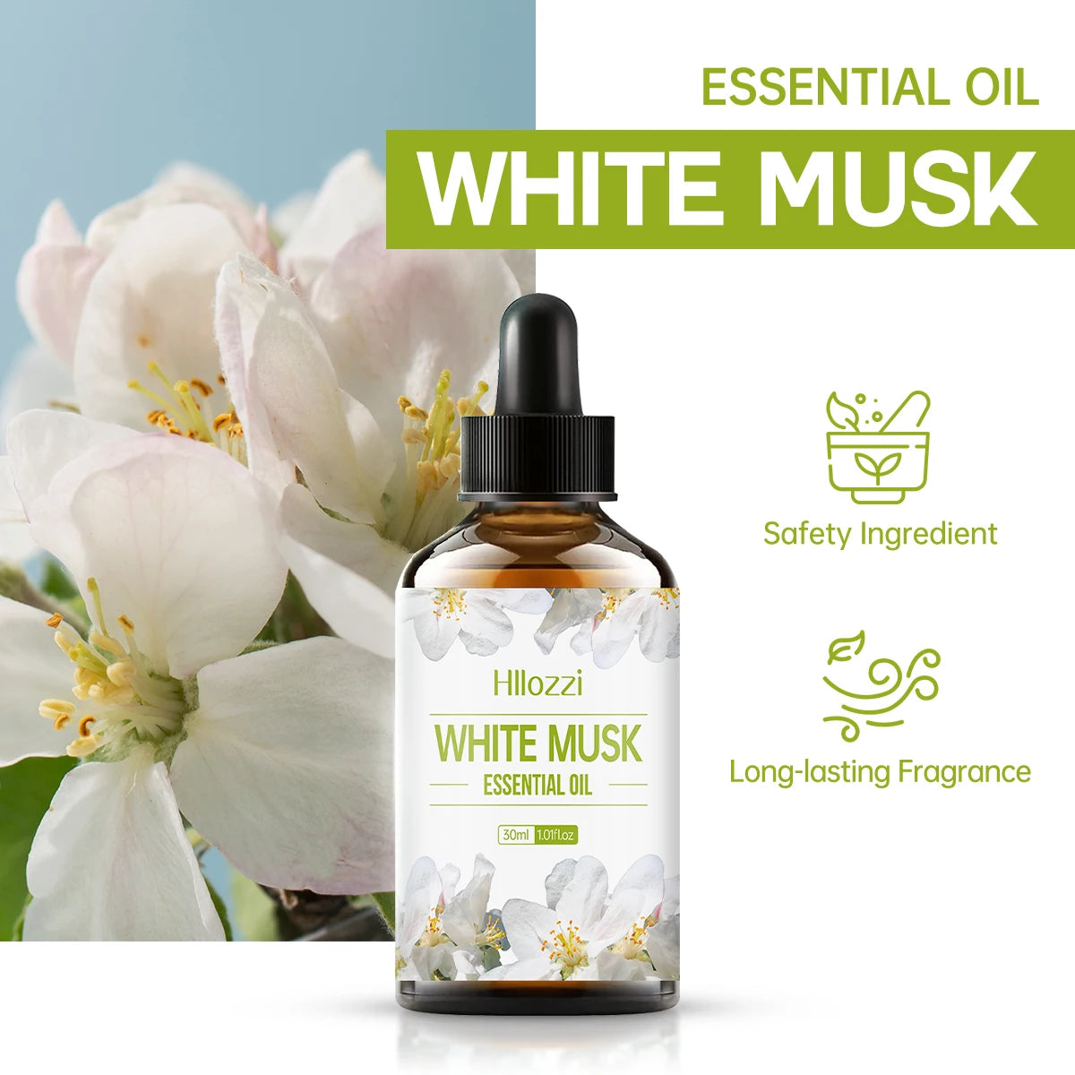 White Musk Essential Oil White Vanilla Rich Smell Skin Care Hair Care Hydrating Moisturizing Aromatherapy Candle
