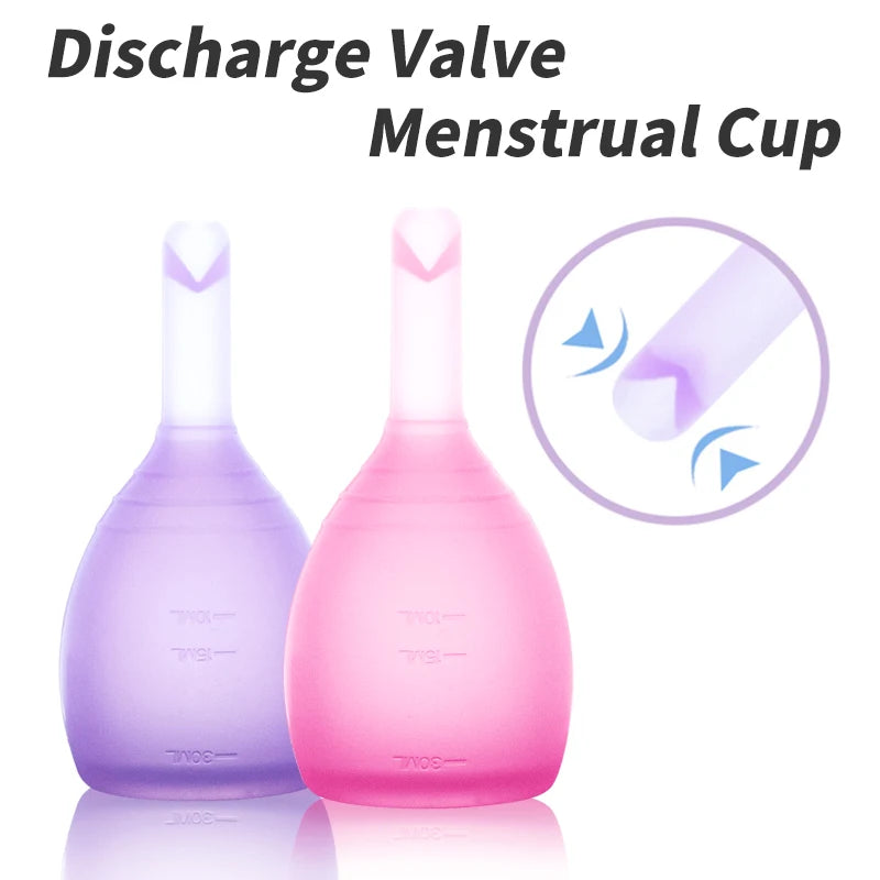Women Menstrual Cup Lady Discharge Valve Menstrual Cup Feminine Hygiene Copa Menstrual Period Silicone Cup Coppetta Mestruale