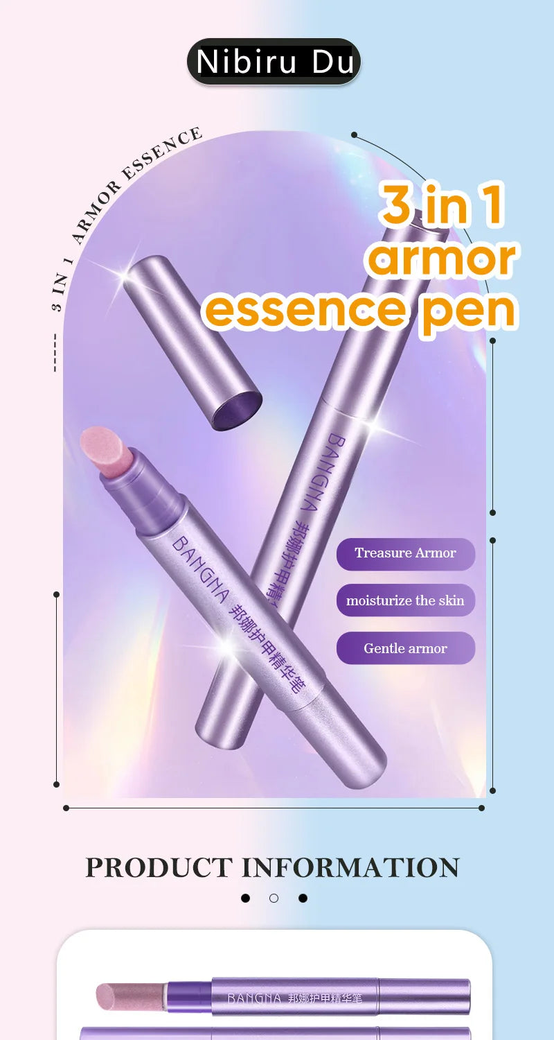 3-in-1 Nail Art Pen Hand Armor Essence Brush Cuticle Pusher Manicure Care Tools Cuticle Oil Pen Dead Skin Cuticle Remover Pen