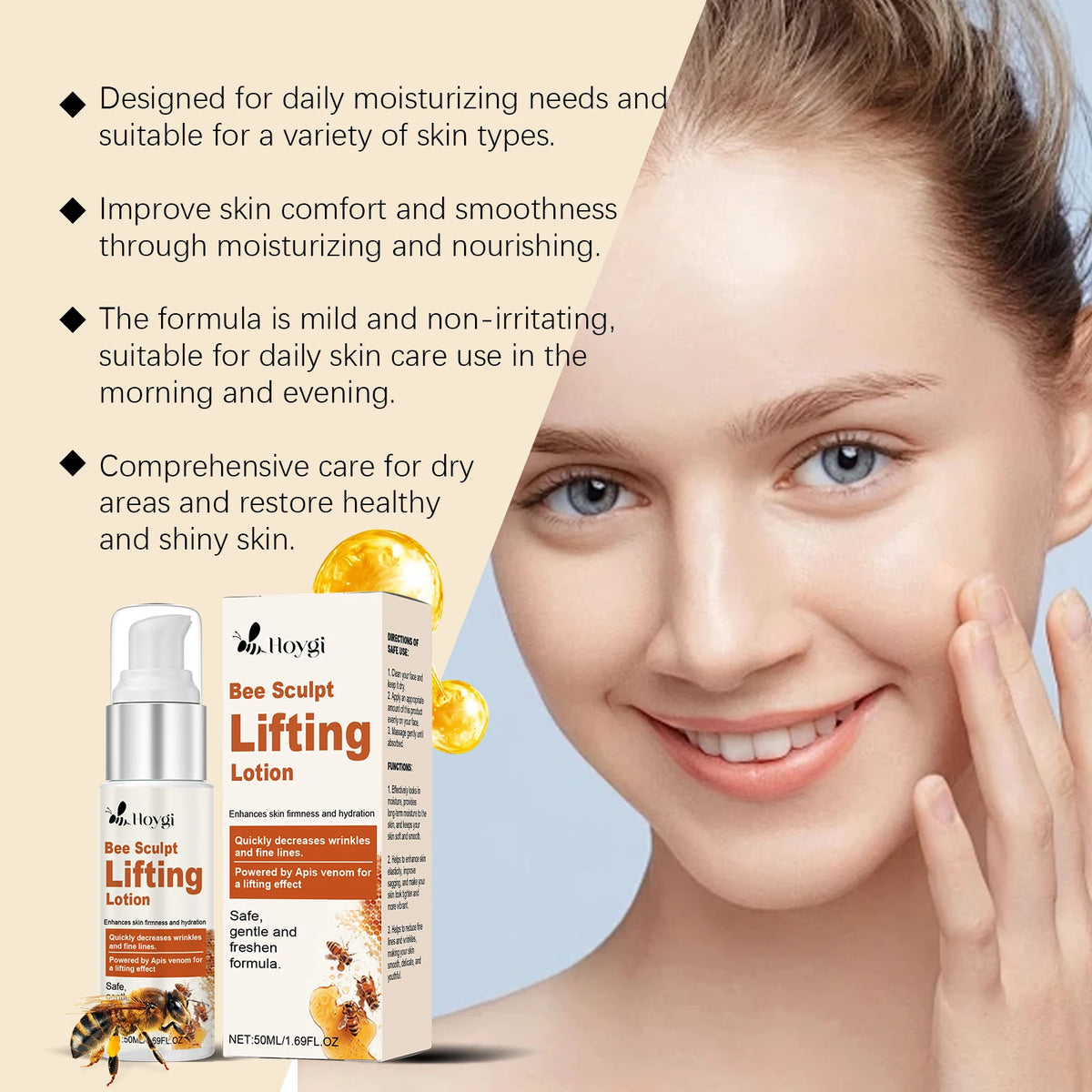 Bee Venom Face Cream Firming & Moisturizing Anti-Wrinkle Day Night Cream Tightening Nourishing Brightening Facial Skin Care 50ml