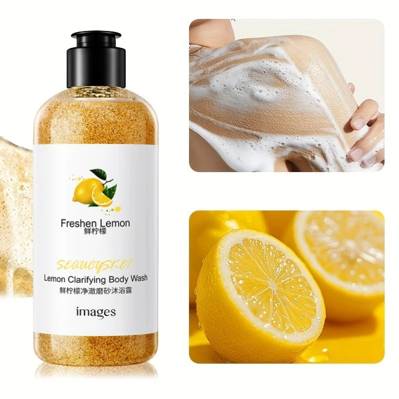 Fresh Fruit Purifying Scrub Shower Gel 300ml, with Kiwi Fruit Extract, Cherry Fruit Extract, Lemon Fruit Extract, Etc., for a Delicate, Cleansing, and Lightly Scented Experience. the Scrub Texture Is Refreshing and Moisturizi