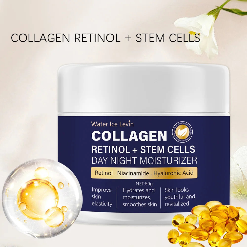 50g Collagen Cream for Face with Retinol and Hyaluronic Acid, Day Night Anti Aging Skincare Facial Moisturizer