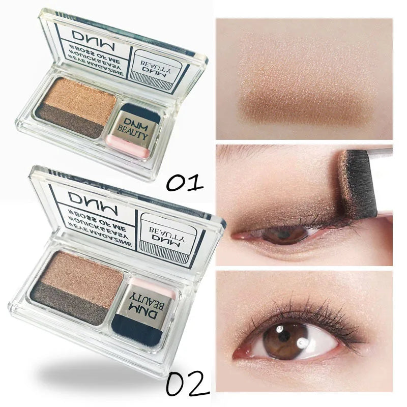 Two-color Matte Eye Shadow Double Small Box Lazy Eye Shadow  Easy to Carry Eyeshadow Tray Professional Women's Cosmetics