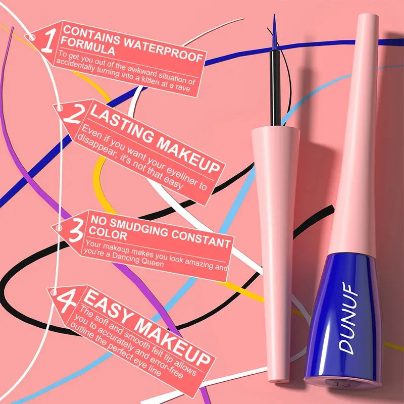 Matte Dark Green Liquid Eyeliner Pencil Waterproof Makeup Colorful Liquid Eye Liner Ultra-thin Long-Lasting Quick-Dry Eye Liner